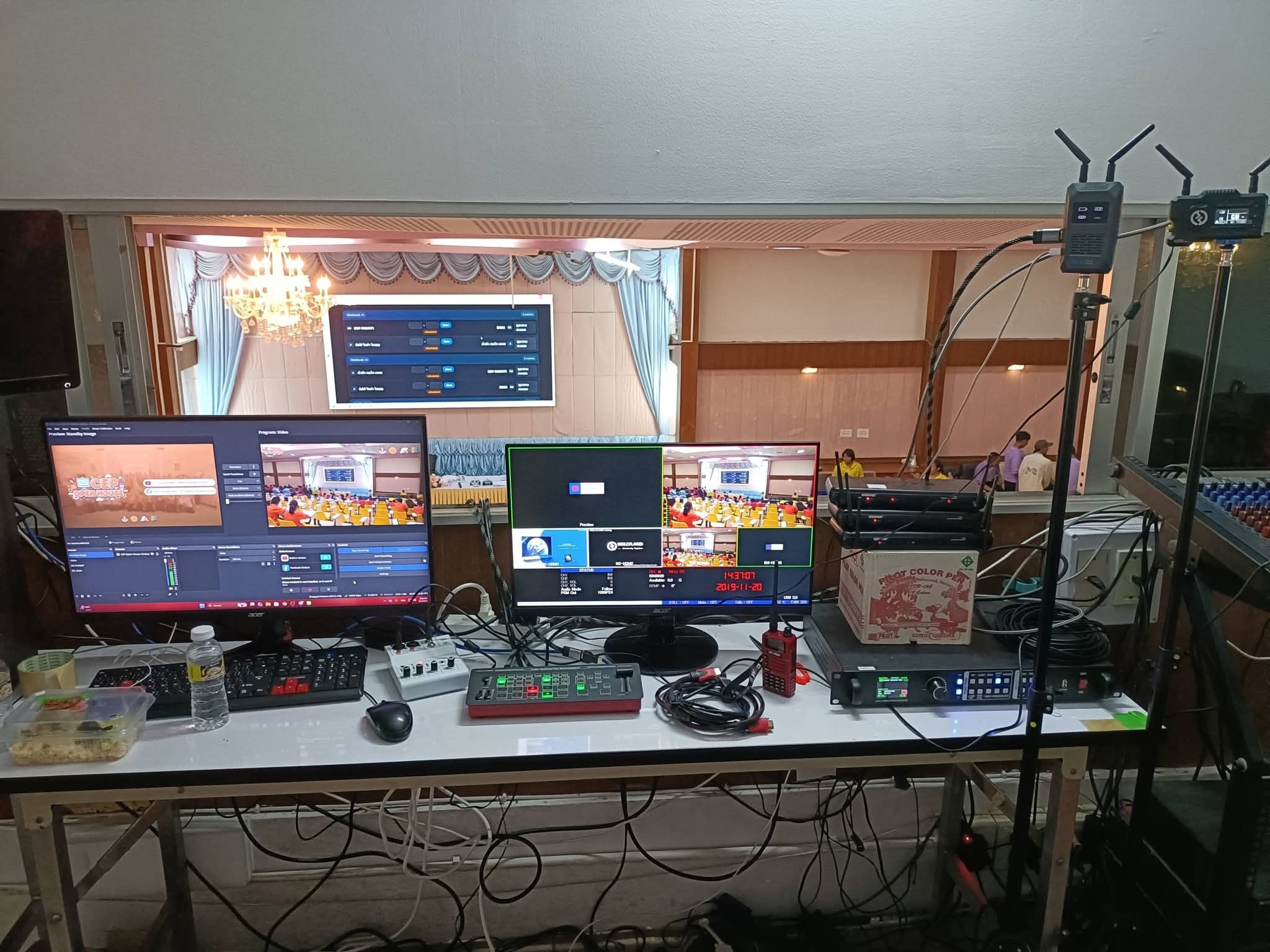 Axion Media Group team working at an outside broadcast setup